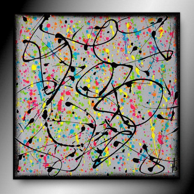 Peinture abstraite contemporaine rose et gris – Œuvre originale - PETITE DISTRACTION