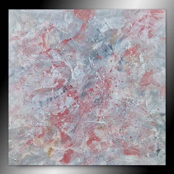Peinture abstraite contemporaine rose et gris – Œuvre originale - COCOONING