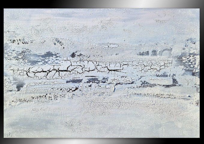 Peinture abstraite contemporaine blanc et craquelures – Œuvre originale - FAILLE