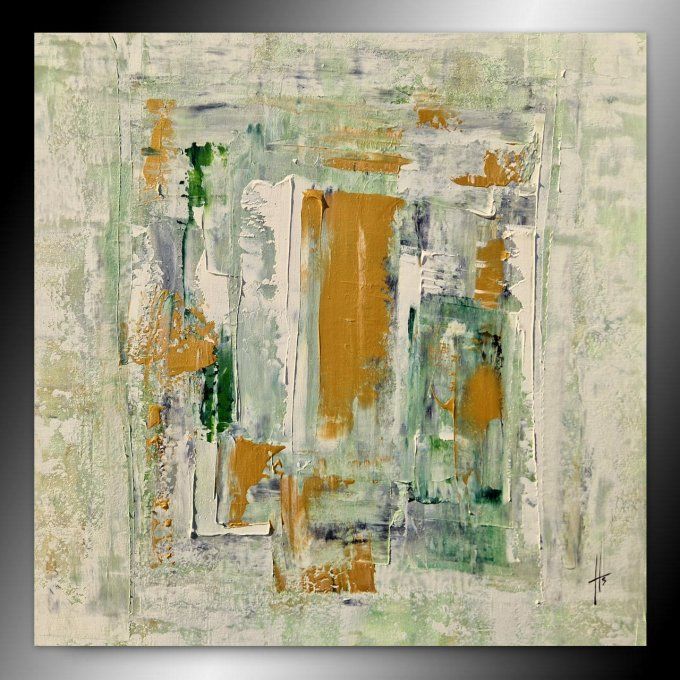 Peinture abstraite contemporaine vert et or – Œuvre originale - HOOKER